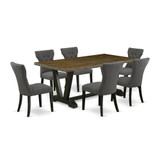 East West Furniture V677Ga650-7 - 7-Piece Dining Table Set - 6 Parson Dining Chairs and a Rectangular Dining Table Solid Wood Structure