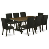 East West Furniture V677FL624-9 - 9-Piece Dining Room Table Set - 8 Kitchen Parson Chair and Wood Dining Table Hardwood Frame