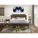 GB25K-1HI07 2-Pc Granbury King Bed Set with Bed Frame and Distressed Jacobean End Table - Dark Brown Faux Leather and Black Legs