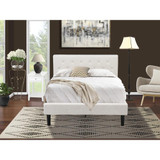 NL19F-1DE05 2 Piece Bed Set - 1 Full Bedframe White Velvet Fabric Headboard and 1 Night Stand - White Finish Nightstand