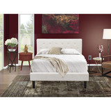 NL19F-1GO13 2 Piece Full Bed Set - 1 Bed Frame White Velvet Fabric Headboard and 1 Bedroom Nightstand - Burgundy Finish Nightstand