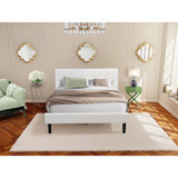 NL19Q-1HA12 2 Pc Queen Bed Set - 1 Queen Bed White Velvet Fabric Headboard and 1 Night Stand - Clover Green Finish Nightstand