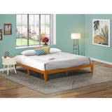 East West Furniture King Size Platform Bed Frame with 4 Solid Wood Legs and 2 Extra Center Legs - Oak Finish