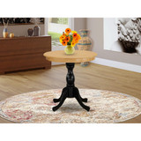 East West Furniture Eden 30" Round Dining Room Table for Compact Space - Oak Top & Black Pedestal
