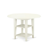 3 Piece Dining Table Set Contains a Round Dining Table with Dropleaf & Shelves