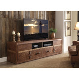 Aberdeen TV Stand, Retro Brown Top Grain Leather (91500)