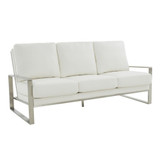 LeisureMod Jefferson Contemporary Modern Design Leather Sofa With Silver Frame