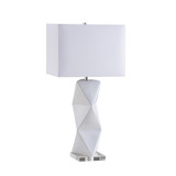 Camie Geometric Ceramic Base Table Lamp White