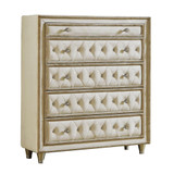 Antonella 5-drawer Upholstered Chest Ivory and Camel
