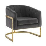 Alamor Tufted Barrel Accent Chair Dark Grey and Gold