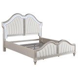 Evangeline Tufted Upholstered Platform California King Bed Ivory and Silver Oak