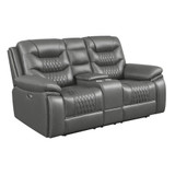 Flamenco Tufted Upholstered Power Loveseat with Console Charcoal