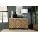 Keaton 3-door Accent Cabinet with Marble Top Natural and Antique Gold