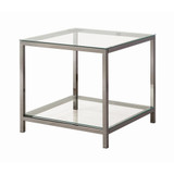 Trini End Table with Glass Shelf Black Nickel