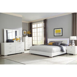 Felicity California King Panel Bed with LED Lighting Glossy White