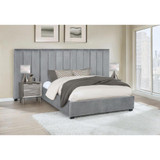 Arles Eastern King Vertical Channeled Tufted Bed Grey