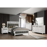 Barzini Eastern King Upholstered Panel Bed White