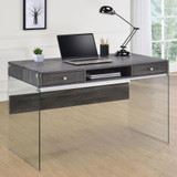 Dobrev 2-drawer Writing Desk Weathered Grey and Clear