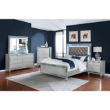 Gunnison Queen Panel Bed with LED Lighting Silver Metallic