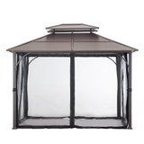 10 ft. x 12 ft. Black and Brown Steel Gazebo with 2-tier Hip Roof Hardtop