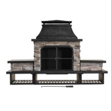 Sunjoy Outdoor Patio Wood Burning Fireplace with Steel Chimney