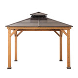 Outdoor Patio Cedar Framed Gazebo with Brown Double Steel Hardtop Roof