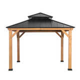 Outdoor Patio Cedar Framed Gazebo with Double Steel Hardtop Roof for Garden