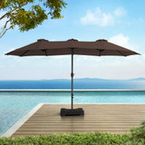 Sunjoy Triple Canopy Umbrella with Umbrella Base - Brown