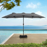 Sunjoy Triple Canopy Umbrella with Umbrella Base - Pavement