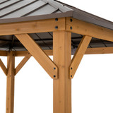 Gazebo with Brown Steel and Polycarbonate Hip Roof Hard Top