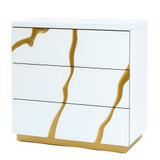 Modern White with Gold Ribbon 31.5" Tall 3-Drawer Bachelor Chest