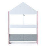 Children's Multi-Functional House Bookcase Toy Storage Bin Floor Cabinet, Pink