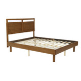 Farmhouse Double Panel Wood Headboard and Frame Platform Bed Set, Queen