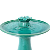 Aqua Glazed Ceramic 22-In Tall Birdbath Fountain