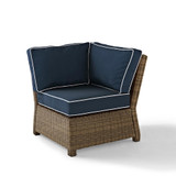 Bradenton 4Pc Outdoor Wicker Sectional Set Navy/Weathered Brown