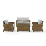 Bradenton 4Pc Outdoor Wicker Conversation Set Gray/Weathered Brown - Loveseat, Coffee Table, & 2 Arm Chairs