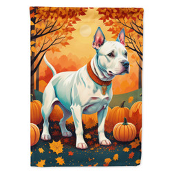 Multicolor White Pit Bull Terrier Fall Garden Flag Decorative Mailbox & Patio Banner for Yard & Lawn Artwork 
