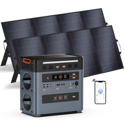 2400W Portable Power Station with 400W*2 Solar Panel, 1827Wh Extended Battery Pack, Battery Backup for Home Use, RV