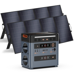 2400W Portable Power Station with BP2400 Expansion, 400W*2 Solar Panel Battery,1872Wh Solar Generator with 4 AC Outlets