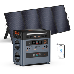 2400W Portable Power Station with BP2400 Expansion with 400W Solar Panel Battery,1872Wh Solar Generator with 4 AC Outlets
