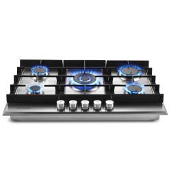30 Inch Gas Cooktop, Gas Stove Top with 5 High Efficiency Burners, Bulit-in Stainless Steel Gas Hob, Thermocouple Protection