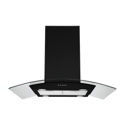 Island Range Hood Black 30 Inch 700CFM, Ceiling Mount Kitchen Vent Hood Stainless Steel , 5-layer Filters,  Tempered Glass