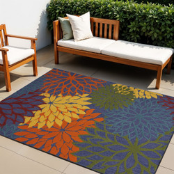 4' X 6' Outdoor Carpet Indoor Area Rug with Blue Yellow Green Colors