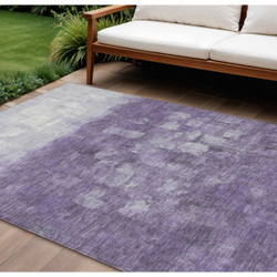 10' X 14' Abstract Indoor Outdoor Area Rug Purple and Silver Washable Carpet