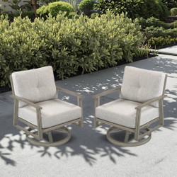 2-Piece 360° Swivel Plush Gray Aluminum Garden Sofa Chairs