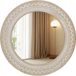 23.6 Inch Round Wood Farmhouse Mirror