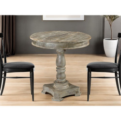30" Gray Solid Wood Pedestal Base Dining Table with Rounded Design
