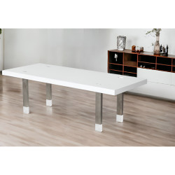 White Gray Stainless Steel Dining Table 