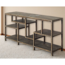  Solid Wood Console Table Five Shelves Brown Frame for Home Dining Office Modern Traditional Solid Wood Storage Furniture