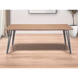 Traditional and Modern Dining Table Set Wood Brown and Gray Steel with Mirrored Finish